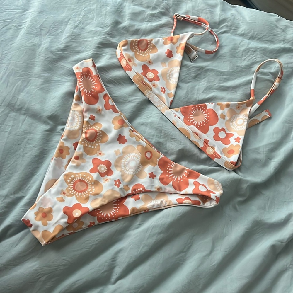 Orange floral bikini set